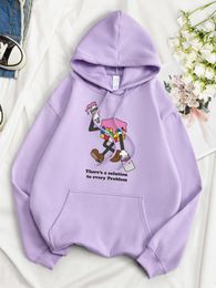Women's Hoodies There Is A Solution To Every Problem Printed Female Clothing Personality Cotton Tops Oversize Warm Streetwear Women Long