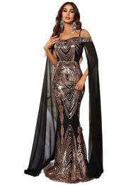 Elegant Prom Dresses Beading Appliqued High Neck Mermaid Sequins gold black Evening Dresses Cheap Long Formal Modest mermaid Prom Dresses Evening Party Gowns