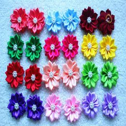 Dog Apparel 100pcs lot Pet Hair Bows Rubber Bands Petal Flowers With Pearls Grooming Accessories Product188o