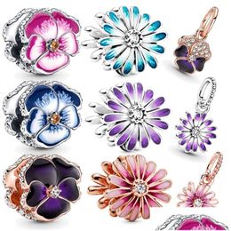 Charms 2023 925 Sterling Sier Clover Beads Daisy Purple Clip Collection Charm Fit Original Pandora Bracelet Women Jewelry Gift Diy D Dhh4H