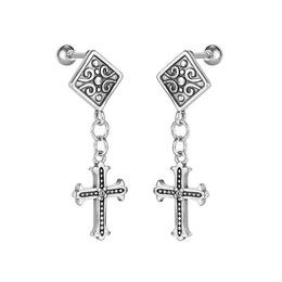 Dangle Chandelier Punk Stainless Steel Black Golden Cross Drop Earrings Unisex Hiphop Man Chic Female Birthday Gift Bar Party Stud Dhijx