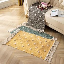 Carpet Cotton Thread Weaving Nordic 3D Tufted Handmade Tassel Floor Mat Home Living Room Coffee Table Digital Yellow Rugs 60 90cm 230721