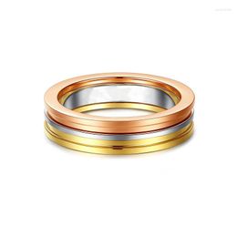 Wedding Rings 3 Colors Golden Silver Rose Gold Color Fashion Stainless Steel Girl Women's Band Jewelry 2023 Trend
