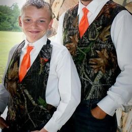 Camo Boy's Formal Wear Camouflage Vests Vest Orange Tie For Wedding Party Kids Boy Formal Custom Made Popular Fath224R