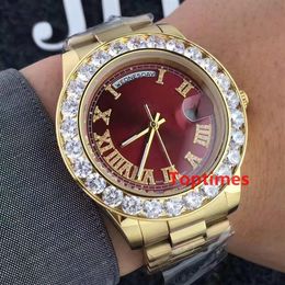 Luxury 18K Gold President Day-Date Geneva Men Big Diamonds Dial Bezel Automatic Wrist role Men's Watch Reloj Watches Wristwat297Z