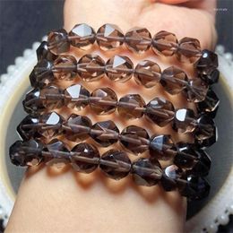 Strand Natural Smoky Quartz Bead Bracelet Handmade Crystal Jewellery Stretch Bangle Children Birthday Gift 1pcs 8.9MM