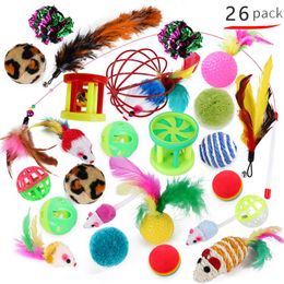 Toys Set Funny Stick Bell Ball Feather Creative Assorted Interactive Cat Play Toy for Kittens 201109250U