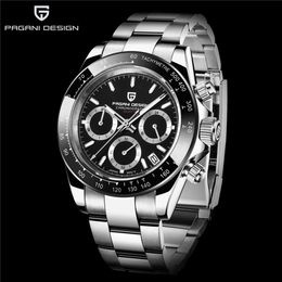 Christmas PAGANI DESIGN Ceramic Bezel Silver Watch Automatic Mechanical Movement Watches Stainless Steel Men Wristwatches270U