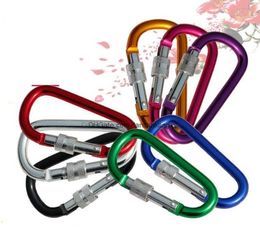 locked Carabiner Ring Keyrings Key Chain Outdoor Sports Camp Snap Clip Hook Keychains Hiking Aluminum Metal Stainless Steel Hiking Camping