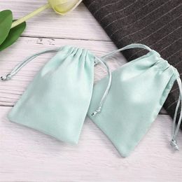 Turquoise Flannel Gift Bags 8x10cm 9x12cm 10x15cm 13x17cm pack 50 Light Blue Sack Makeup Jewellery Packaging Pouch236g