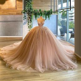 Blush Pink Quinceanera Dresses Ball Gown Sexy Sweetheart Neck Lace Appliques Dress Formal Party Prom Evening Gowns2359