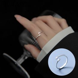 WANTME 925 Sterling Silver Minimalist Square Zircon Open Adjustable Finger Ring for Women Fashion Charm Unique Silver Jewellery