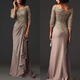 Modest Chiffon Lace Evening Dresses Custom Made Mother of the Bride Dress Formal Arabic Prom Party Gowns224u