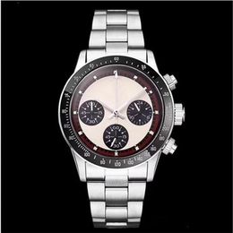 New Men's Chronograph Vintage Perpetual Paul Newman Japanese Quartz Stainless Steel Men Mens Watch Watches Wristwatches193G