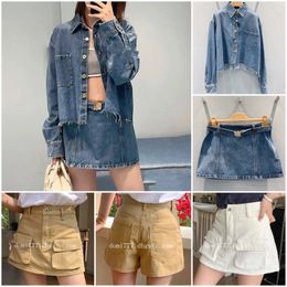 Top Seller Fashion Pocket with Letter Sticker Women's Denim Shorts Jacket Suit Trouser Skirt S M L