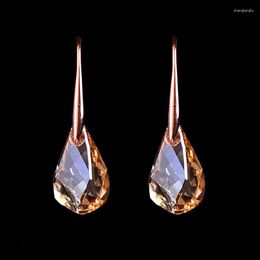 Dangle Earrings Fashion And Exquisite Rose Gold Colour Inlaid Zircon Personality Water Drop Super Flash Festival Banquet Jewellery