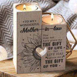 Candle Holders 1Set/2pcs Mother's Day Birthday Table Decoration DIY Ornament Candlestick Gifts Wooden Heart Holder