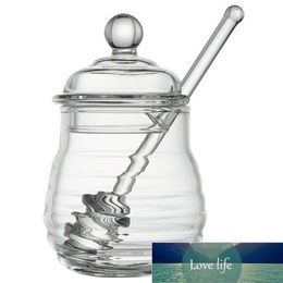 Transparent glass honey jar with lid Honey Jar with Dipper Clear 9 Ounces Factory expert design Quality Latest Style Origi285Z