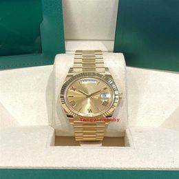 A brand new Original Box Wristwatch Bracelet Watch 40mm President 40mm 18k Yellow Gold Champagne Roman Fluted249E