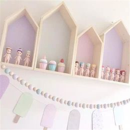 bedroom wall Shelf DIY Original Wood House Storage Shelf Organisation swing shelf Home Decor kids room wall decoration T2207O