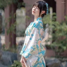 Ethnic Clothing Japan Style Women's Traditional Kimono Floral Prints Summer Yukata Retro Long Dress Cosplay Costume Performing