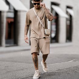 Men's Tracksuits Special Offer! 2023 T-shirt Set Summer Short Sleeve Split Pants Shorts Cotton Loose Relaxed Fashion