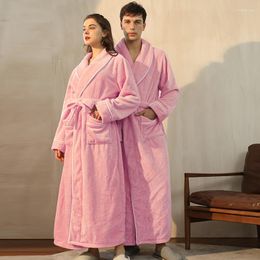 Women's Sleepwear 2023 Winter Couple Pyjamas Flannel Long Sleeve Nightgown Bathrobe Fashion Lapel Pyjamas Femme Home Clothes For Men