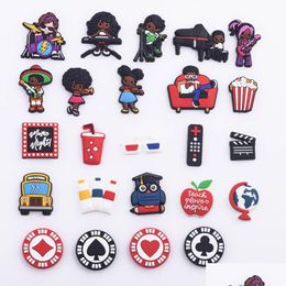 Shoe Parts Accessories Custom Cartoon Black Children Pvc Designer Charms New Wholesale Styles Drop Delivery Otv8F