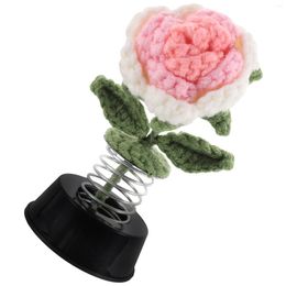 Decorative Flowers Accessories Dashcams Cars Artificial Crochet Flower Bonsai Desktop Craft Rose Tabletop Potted Office Small Fake Figurine