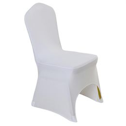 100 pcs Universal White Polyester Spandex Wedding Chair Covers for Weddings Banquet Folding el Decoration Decor Whole210I