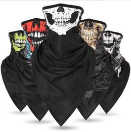 Fashion Unisex Ice Silk Magic Scarves Sport Skull Bandana Triangle Half Face Mask Tube Scarf Neck Warmer Gaiter Cover Fishing Headband Hiking Turban Accessory