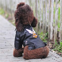 Glorious Eagle Pattern Dog Coat PU Leather Jacket Soft Waterproof Outdoor Puppy Outerwear Fashion Clothes for Small PetS-XXL2219