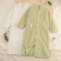 Women's Sleepwear Coral Velvet Nightgown Autumn And Winter Thickened Warmth Lovely Spring Flannel Household Suit