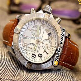 New Seawolf Chrono Diver Pro Barenia A1338012 White Dial Miyota Quartz Chronograph Mens Watch Stopwatch Brown Leather Watches Hell1817