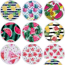 Towel Summer Beach Watermelon Pineapple Print Blanket Polyester Picnic Tapestry Yoga Mat 150Cm Shawl Drop Delivery Home Garden Textil Dhd7Y