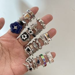 Wedding Rings Vintage Silver Plated Cross Ring set for Women Gothic Punk Steampunk Butterfly Sets Party Fashion Jewelr 230721