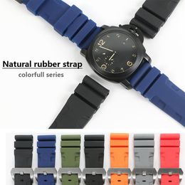 26mm 24mm Colourful Waterproof Rubber Silicone Watch Band Strap Pin Buckle Watchband Strap for Panerai Watch PAM Man PAM00616 with 2758