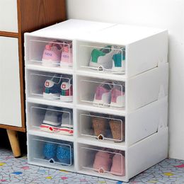 6pcs Transparent shoe box storage shoe boxes thickened dustproof shoes organizer box can be superimposed combination shoe cabinet304g