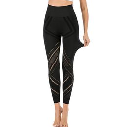 Women's Mesh Leggings Yoga Pants Non See-Through Capri High Waisted Pants Comfortable Soft and Close-Fitting252S