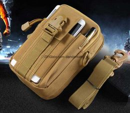 Outdoor tactical sling bag molle waist pack waterproof canvas phone case Camping hiking Camouflage Running Mobile Phones Pouch with Zipper