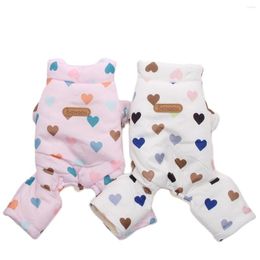 Dog Apparel Pet JumpSuit Hoodie High Neck&Hearts Design Cat Puppy Winter Warm Clothing