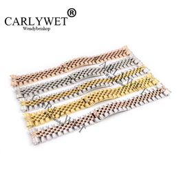 CARLYWET 20mm 316L Stainless Steel Jubilee Silver Two Tone Rose Gold Wrist Watch Strap Bracelet Solid Screw Links Curved End302M