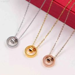 Classic Luxury Women Necklace Jewellery Nail Screw Double Circle Necklace For Lady Girls Titanium Steel Designer Love Necklaces Couple Gifts no box