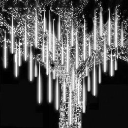 LED Meteor Shower Rain Lights Waterproof Falling Raindrop Fairy String Light for Christmas Holiday Party Patio Decor 30CM 50CM