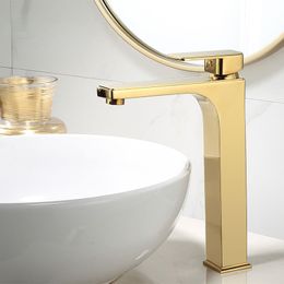 Basin Faucet Gold Bathroom Faucet Single handle Basin Mixer Tap Brass Lavotry Mixer Bathroom Sink Faucet Brass Sink Water Crane