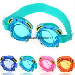 Water Sports Antifog Pool Swimming Goggles Children Kids Boys Girls cartoon crab Diving Glasses Swim Eyewear Silicone Adjustable Colourful PC uv lens goggle