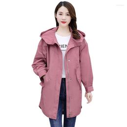 Women's Trench Coats 2023 Spring Autumn Coat Famale Fashion Korean Loose Hooded Zipper Windbreaker Jacket Women Casual Overcoat Ladies Tops