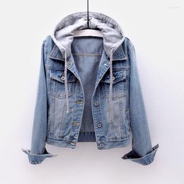 Women's Jackets QNPQYX Vintage Denim Jacket Women Autumn Coat Ripped Hooded Outerwear Coats Windbreaker Basic Boyfriend Female Jeans