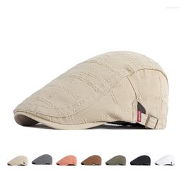 Berets Large Size Cotton Hole Beret Sboy Caps For Men British Vintage Cap Men's Forward Hat Gatsby Painters Hats Gorro Hombre Boina