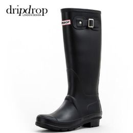 Wedding shoe New Women Matte RAINBOOTS Fashion Knee-High Rain Boots Waterproof Boots Rubber Rainboots Water Shoes Tall 38cm Weddin2021